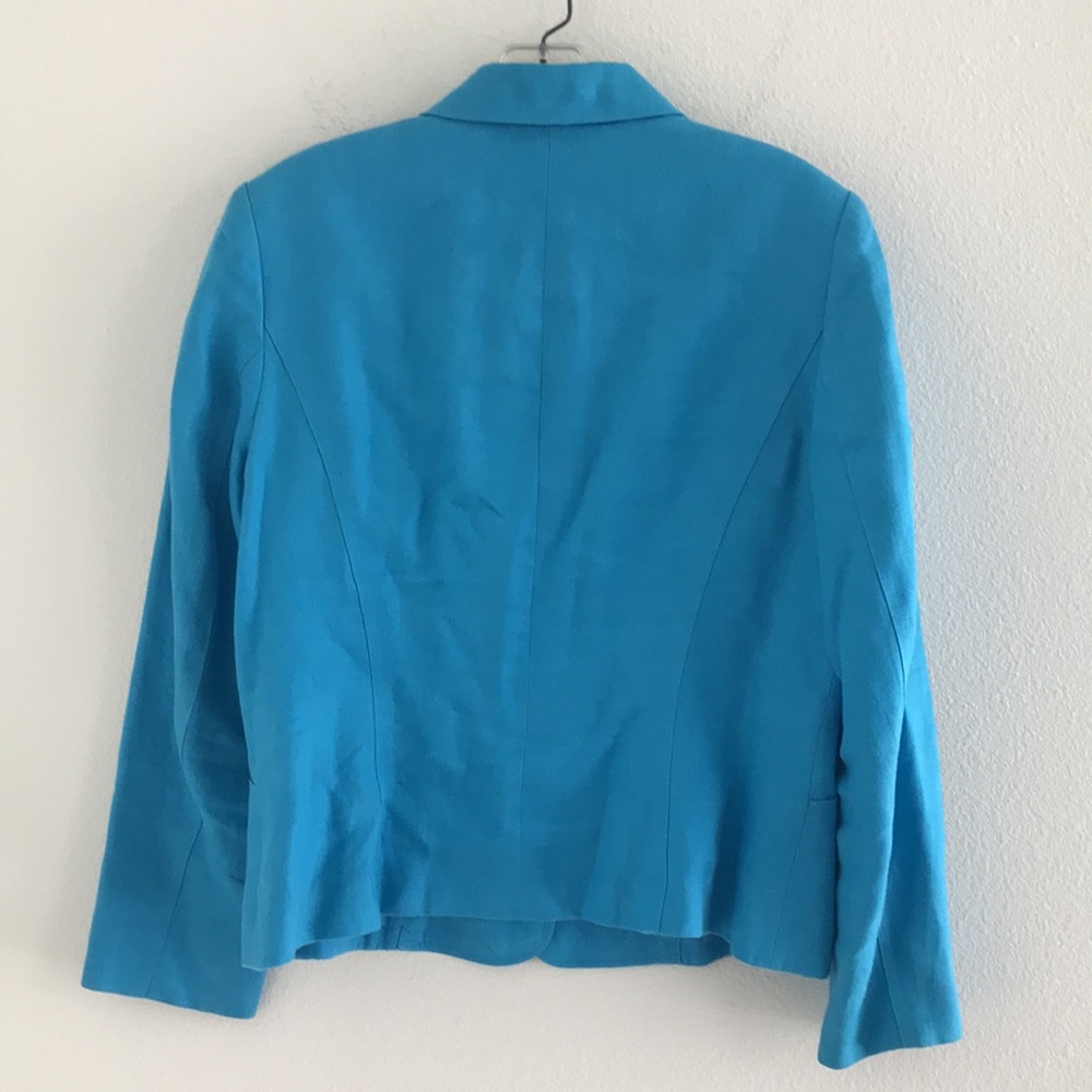Talbots Petites Irish Linen Blazer Bright Turquoise Size 10 - Picture 7 of 8